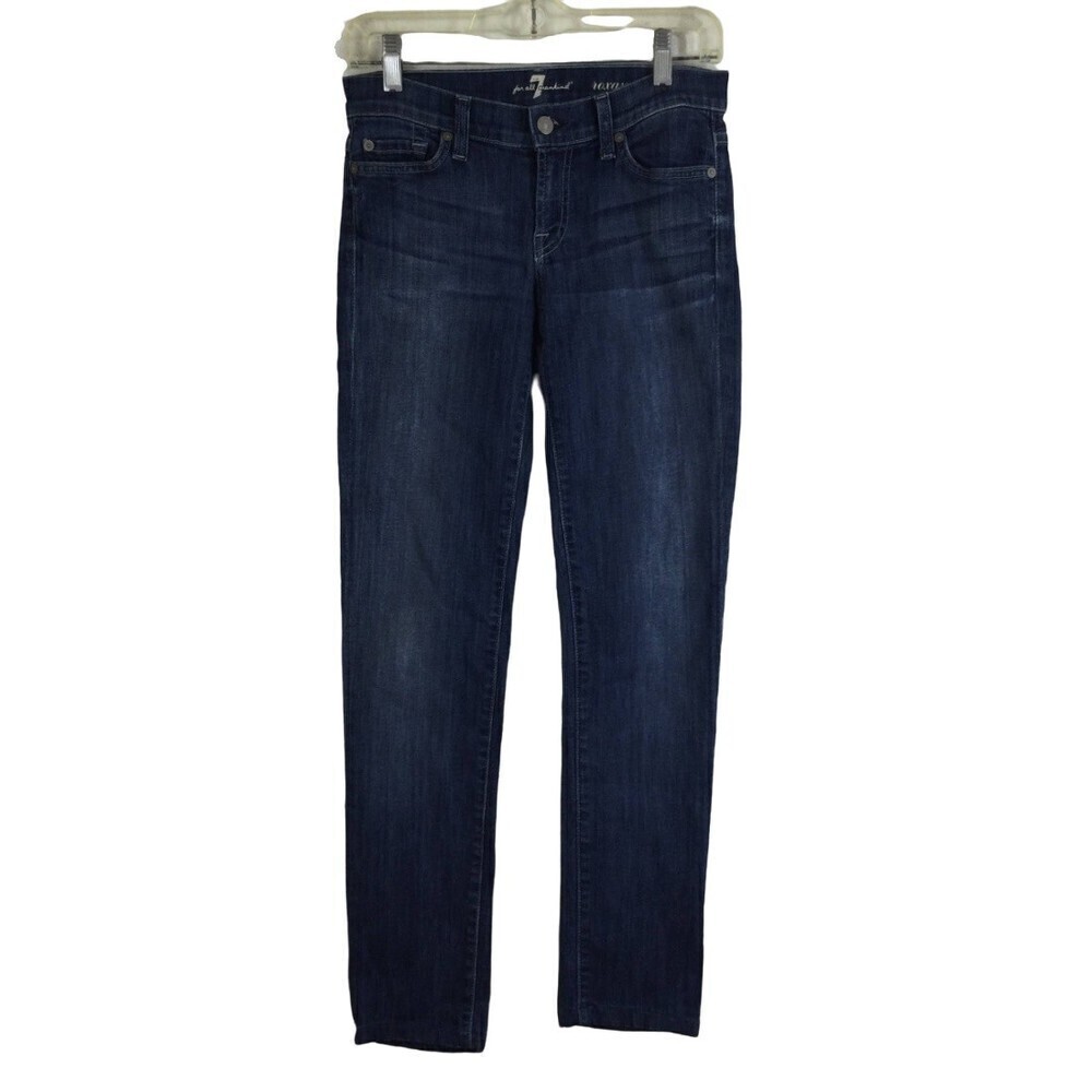 7 For All Mankind Roxanne Straight Leg Blue Denim Jeans Womens Size 26